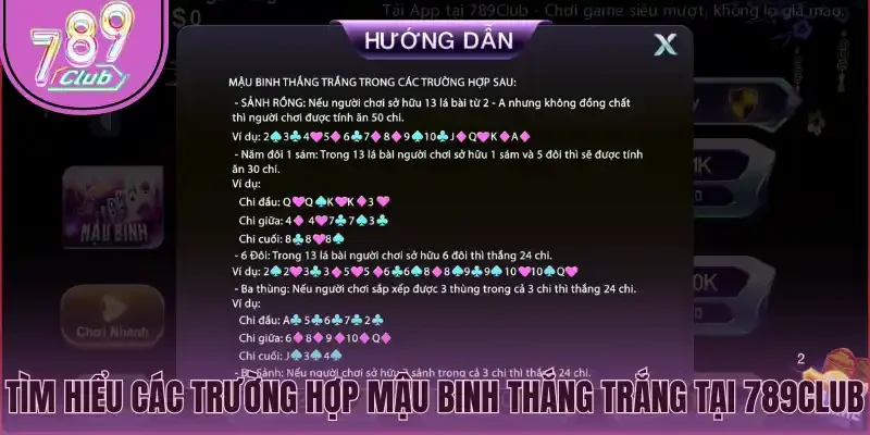 Tìm hiểu các trường hợp mậu binh thắng trắng tại 789Club